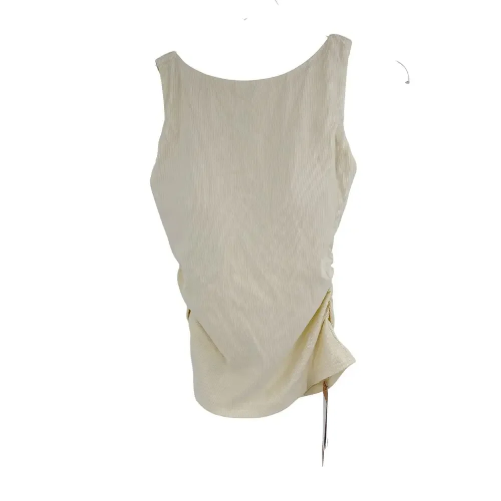 OGL Top Size M NEW Boat Neck Ruched Elastic Open Back Brami Tank Butter Yellow